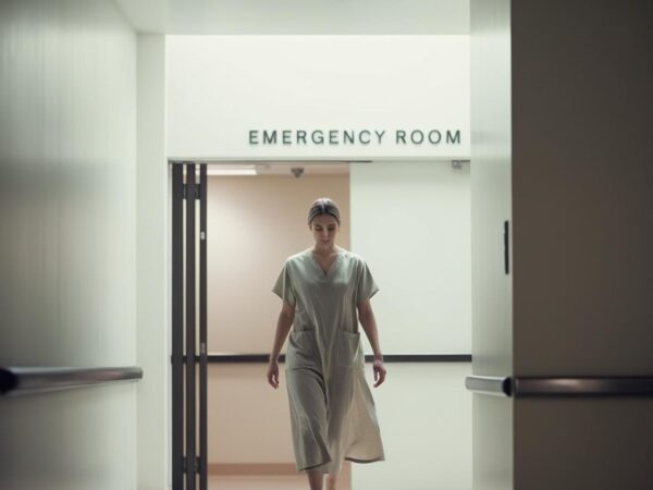 A woman going to emergency room