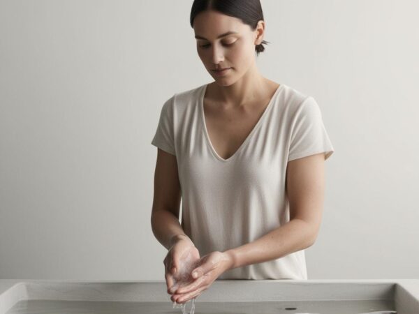 woman washing her hands